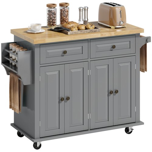 Homcom rolling kitchen island - rolling,